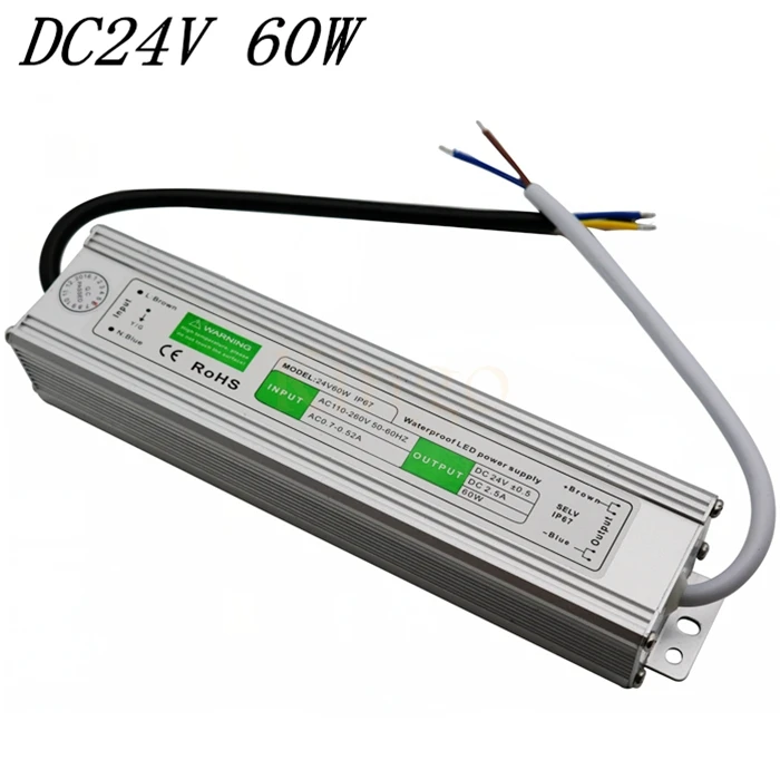 

Free Shipping High Quality IP67 DC24V 60W Power Supply for LED Strips , led Bar lamp