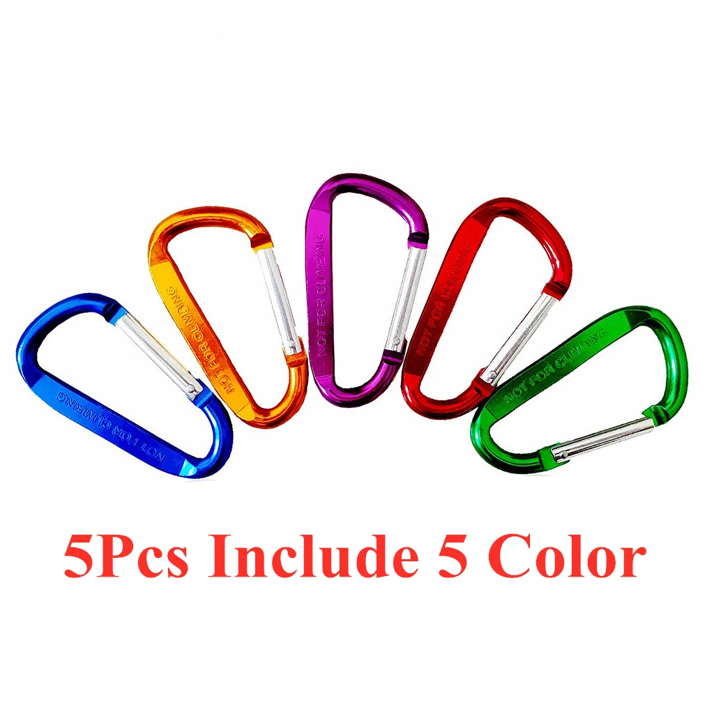 

5Pcs Color Carabiner Keychain Aluminum D Shape Buckle Pack Spring Loaded For Camping T Carbine Carabiner For Keys c612