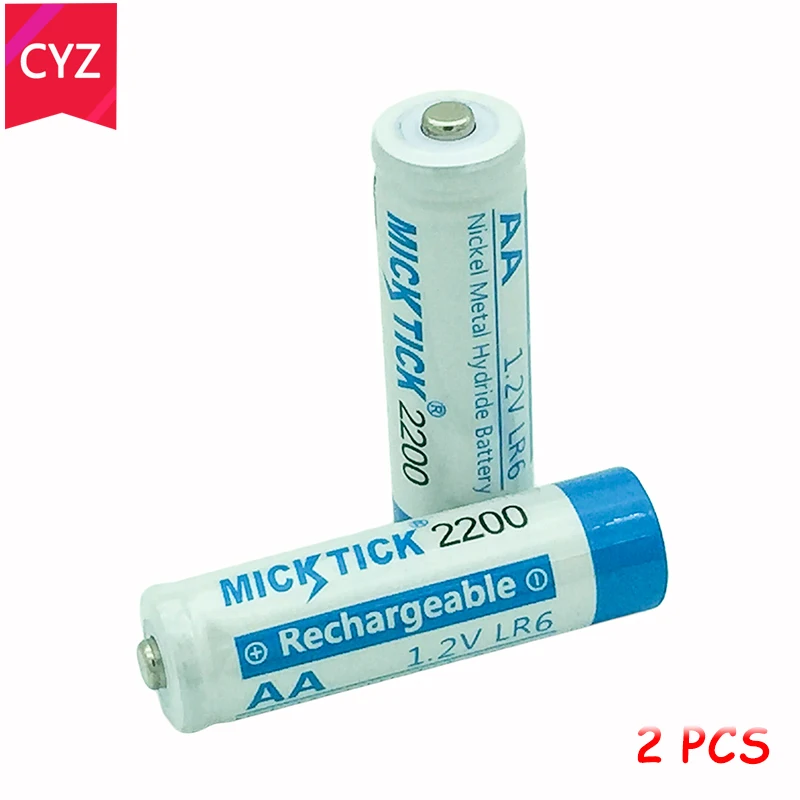 New Arrival 2pcs 2x MICKTICK Rechargeable Battery AA 2200mAh NI-MH 1.2V aa 2A 5# Baterias Batteries toys Camera watch clocks | Электроника