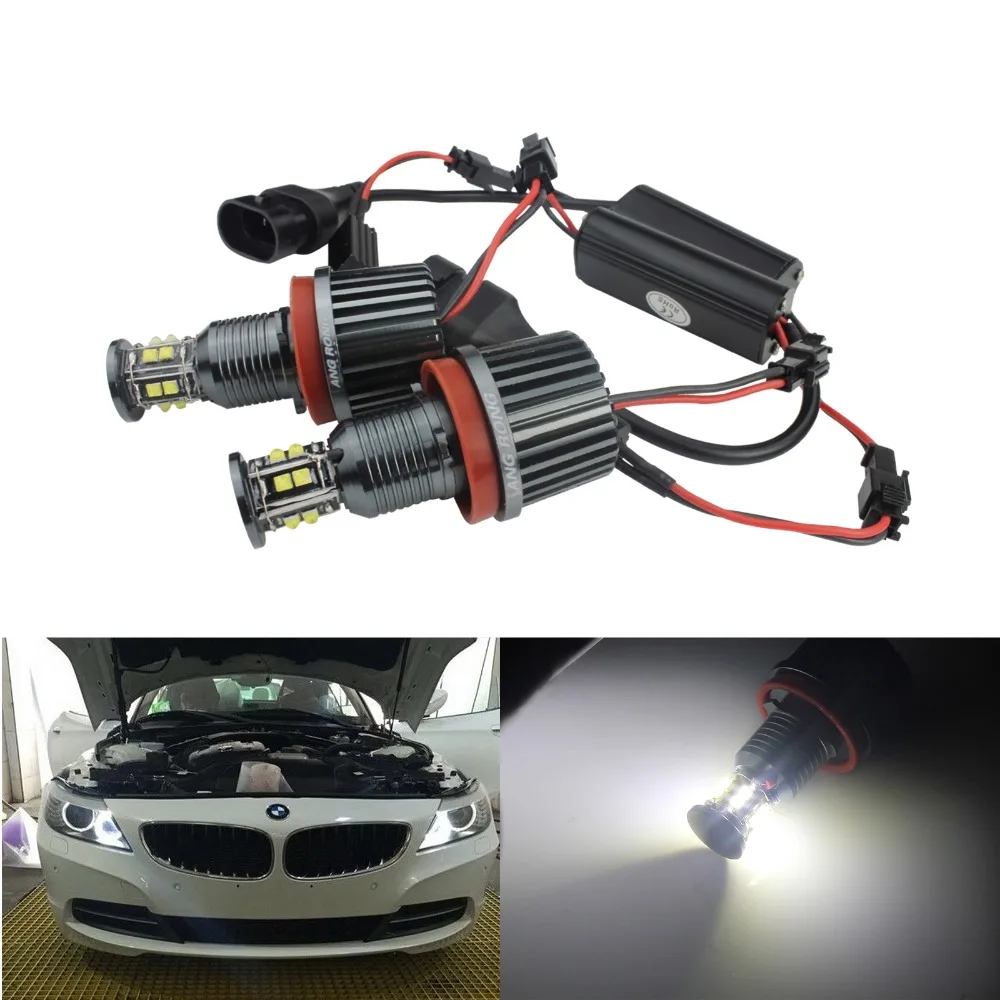 ANGRONG для BMW ангельские глазки H8 120 Вт Светодиодный Маркер Halo Light E82 E90 E92 E60 E61 E63 E89