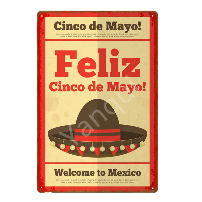 Добро пожаловать в Мехико флаг металлическая жестяная вывеска Feliz Cinco De Mayo Viva Плакат Бар Паб Клуб домашний декор винтажные наклейки на стену YN180 - Цвет: NEW0353B