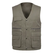New Spring men's two-sided vest multi-pocket multi-pocket vest men casual fishing photography vest plus size S-4XL