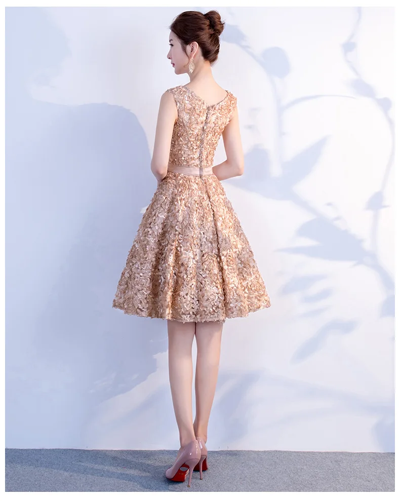 JaneyGao Короткие Выпускные платья robe de soiree золотисто-Champage женские вечерние платья 2019 новые стильные элегантные вечерние платья