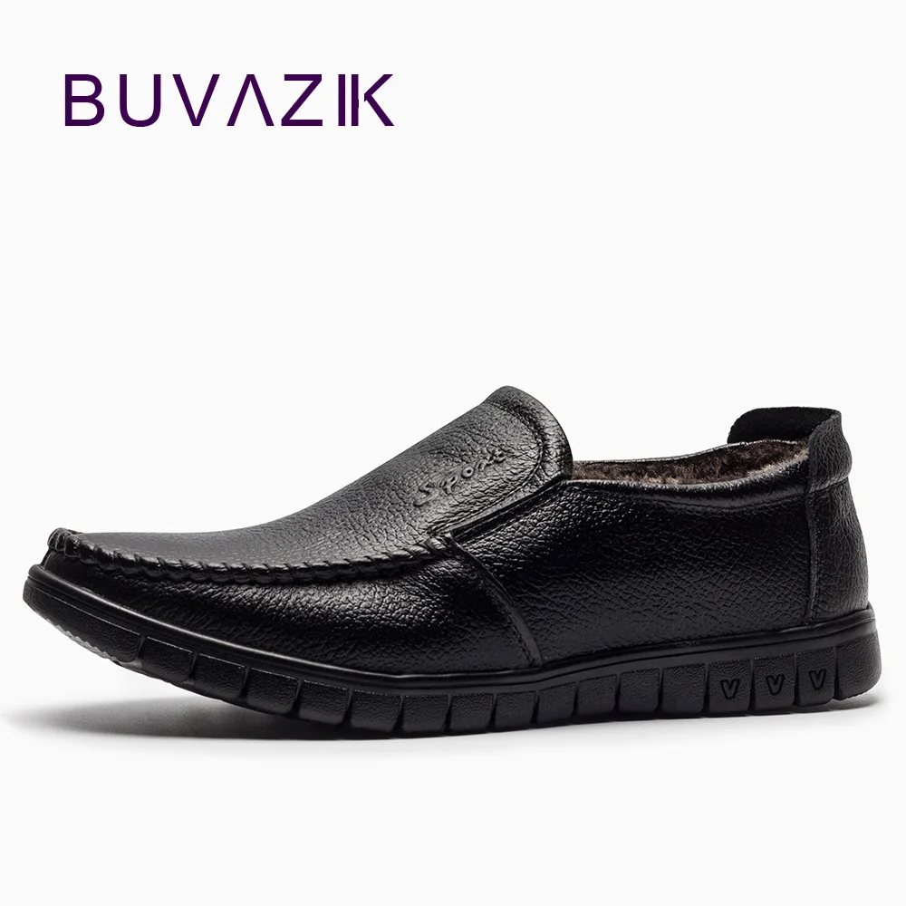 

2017 winter men's casual shoes fashion shearling warm slip-on loafer soft plus cotton genuine leather comfortable male shoes