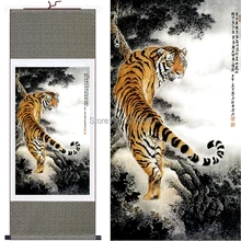 Новинка! Настенный декор фрески для дома Традиционная китайская живопись тигр из шелка свиток художественная Настенная картина для гостиной