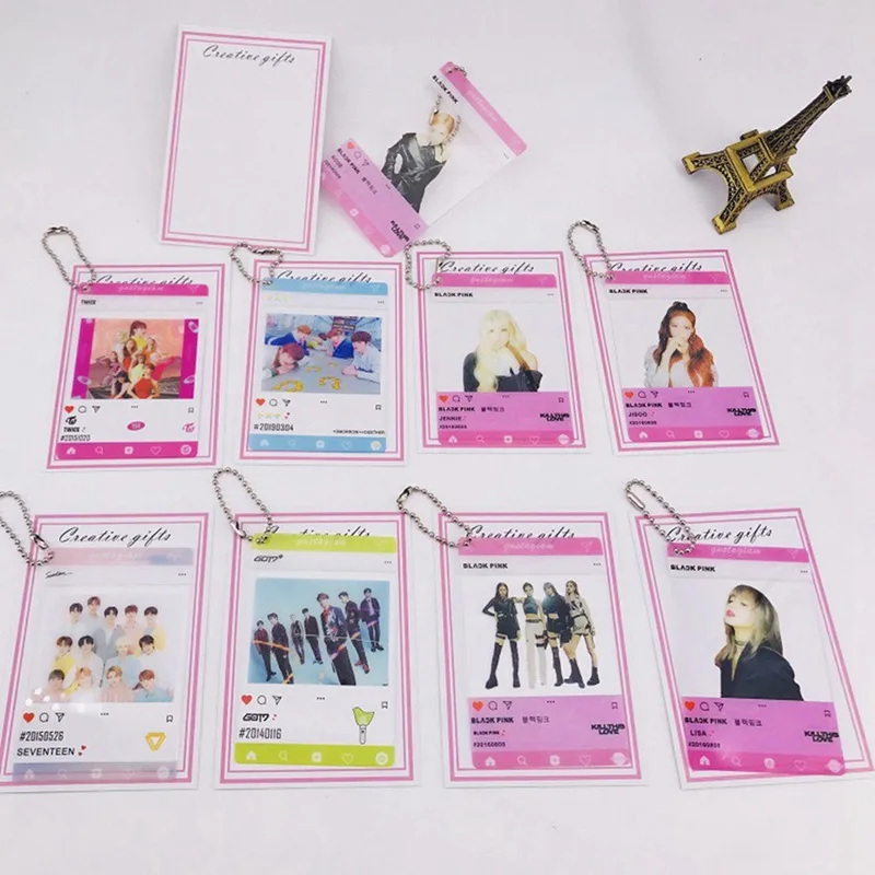 1 шт. K-pop BLACKPINK TWICE GOT7 TXT SEVENTEEN ПВХ прозрачная подвесная цепочка Фотокарта альбом Фотокарта вентиляторы коллекция подарок