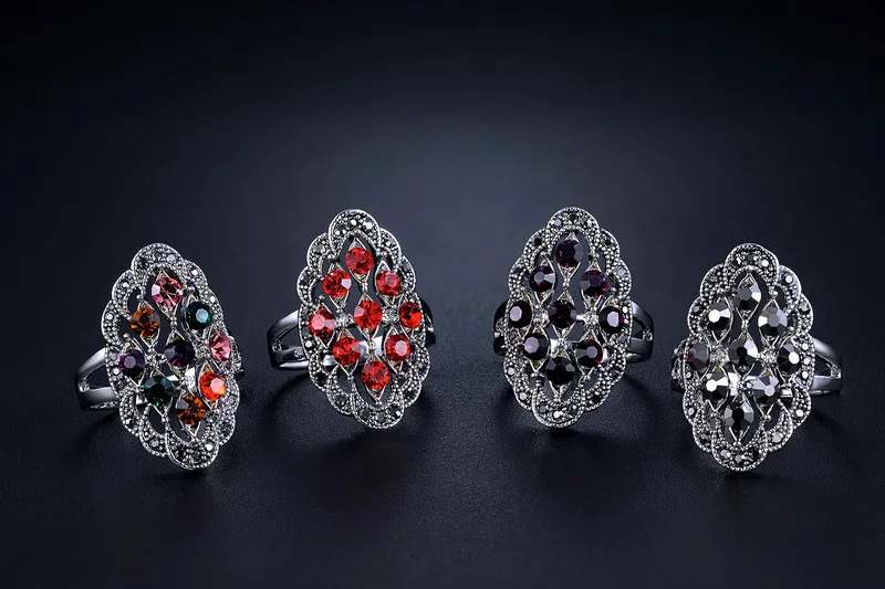 Бренд Iutopian, лидер продаж, винтажное ретро кольцо, анели для женщин, 5 цветов, античное, с блестящими кристаллами, высокое качество#1821