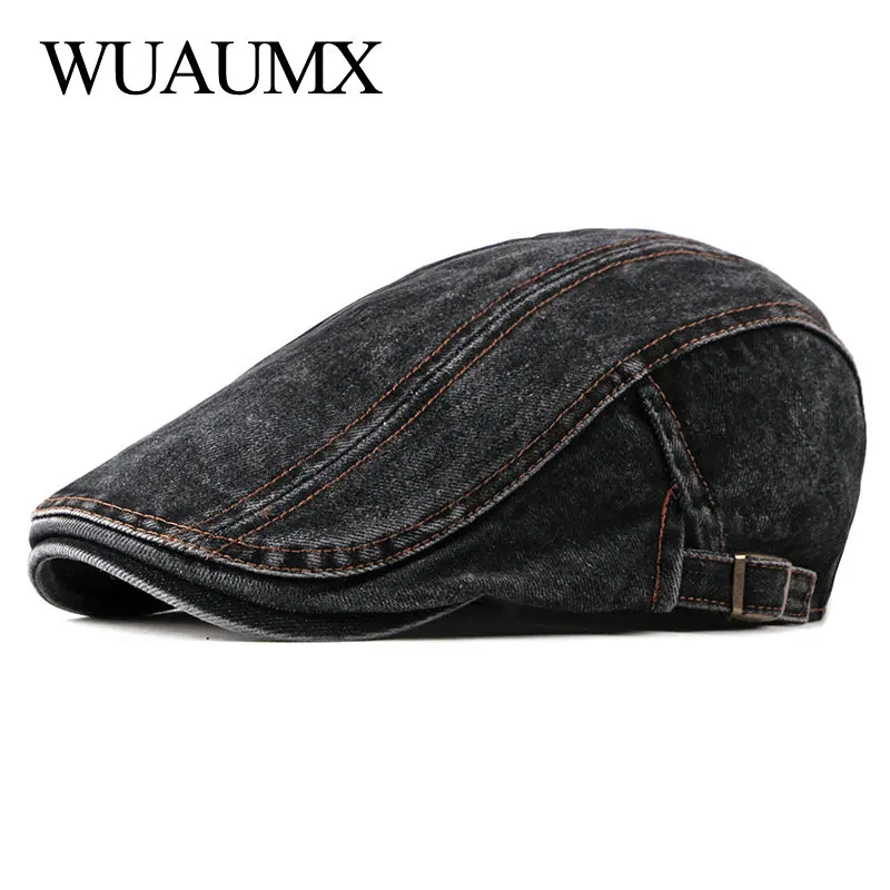 Casual Spring Summer Berets Hat Men Women Denim Newsboy Caps Visors Cotton Cabbie Herringbone Cap Duckbill Ivy Flat Cap