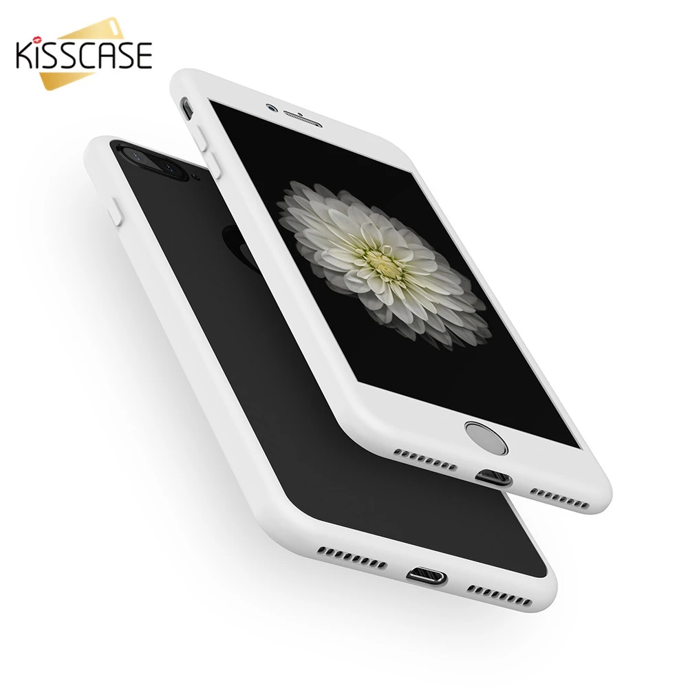 New Kisscase 360 градусах чехол для iphone 8 7 6 S мягкий силиконовый Карамельный цвет задняя