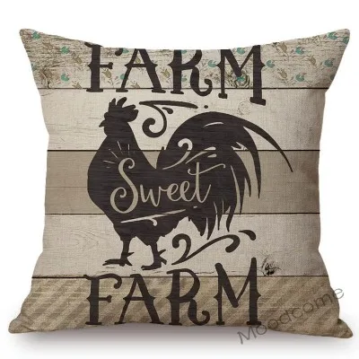 Nordic Farm Animals Sweet Farm Life Rule Principle Letter Art Sofa Throw Pillow Case Retro Cotton Linen Car Pillow Cushion Cover - Цвет: T218-4