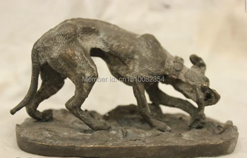 

Chinese China Folk Culture Handmade Old Copper Bronze Statue Hound Sculpture
