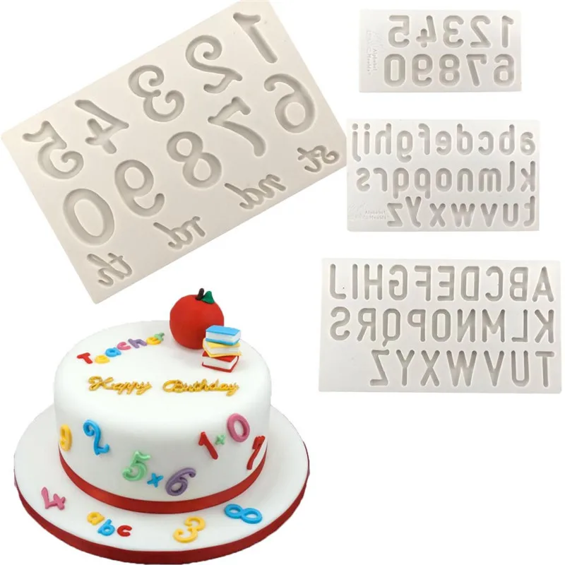 Форма для торта с цифрами, силиконовая форма для выпечки, сделай сам, заглавная/надпись, силиконовая форма для помадки, инструменты для украшения торта, форма для шоколадной пасты