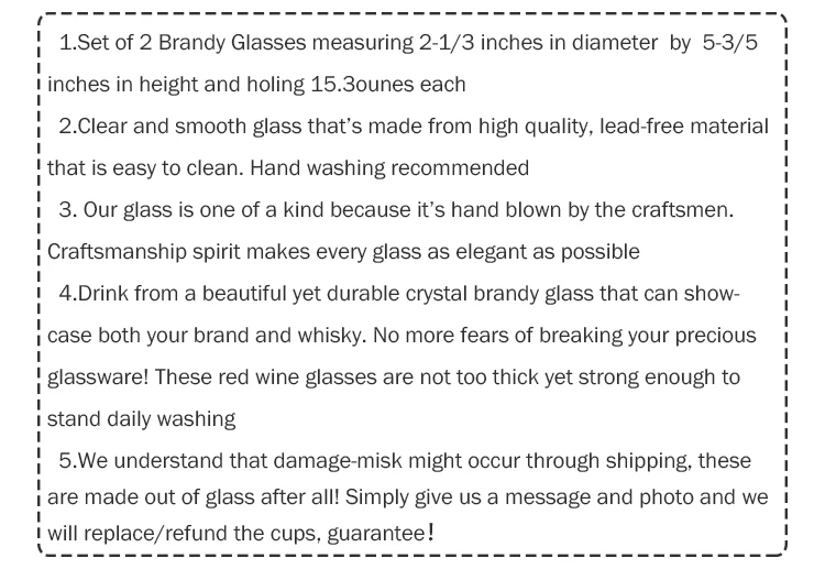 Набор из 2 15,3 унций ручной работы выдувное свинцовое стекло бокал для бренди бренд Snifters 450 мл
