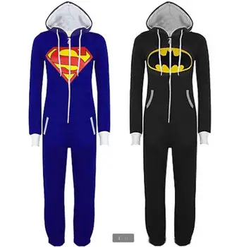 

New Arrival Superhero Costume Onesies Adults Superman Blue Onesies Black Batman Onesies for Unisex