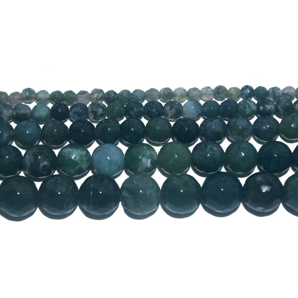 

Faceted Natural Stone Moss Grass Agates Beads 4 6 8 10 12 MM Pick Size For Jewelry Making DIY Bracelet Necklace Material