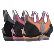 Женский профессиональный спортивный жилет для фитнеса на молнии с пряжкой, эластичный мягкий ударопрочный спортивный бюстгальтер из полиэстера, нижнее белье для йоги, Размеры S/M/L