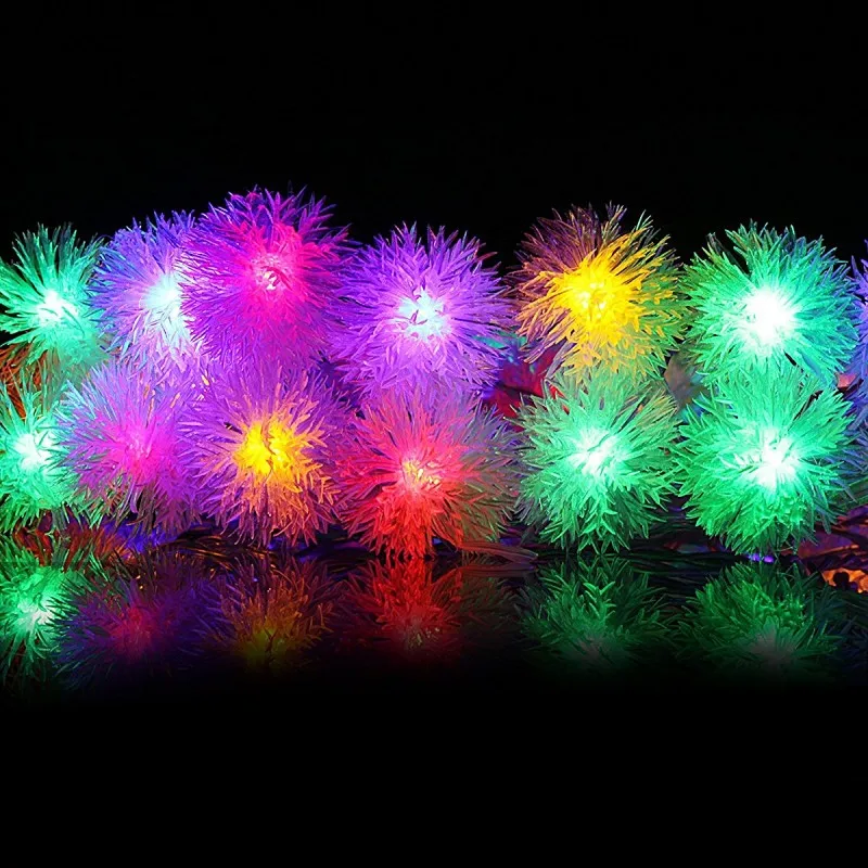 Батарея 2 м 20 LED пушистый снег мяч Эдельвейс LED Рождество огни строки для сада Домашний Декор свадьба гирлянды Аксессуары