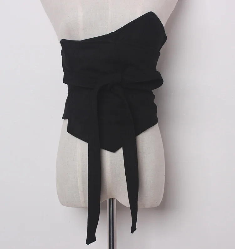 

GETSRING 2017 New Korean Thin All-match Personality Suede Bow Girdle Band Wide Cummerbund Winter Belt Women