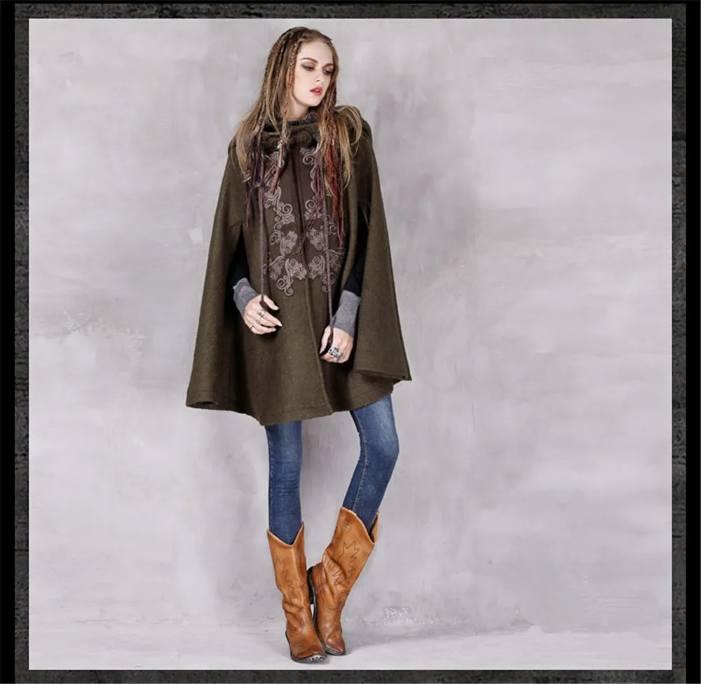 Vintage Hooded Coat Women 2016 Wool Viscose Cloak Floral Embroidery Thicken Warm Winter Coat Casaco Feminin  Personal Tailor (8)
