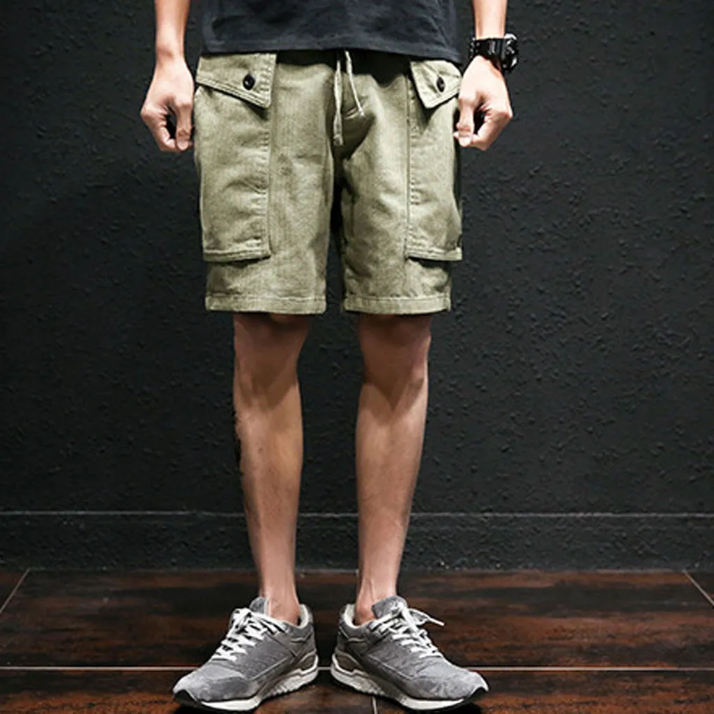 Обычные брюки Для мужчин Повседневное Брюки Чинос джоггеры Slim Fit человек Чино брюки с эластичными манжетами Костюмы лето-осень# G30 - Цвет: Army Green(Short)