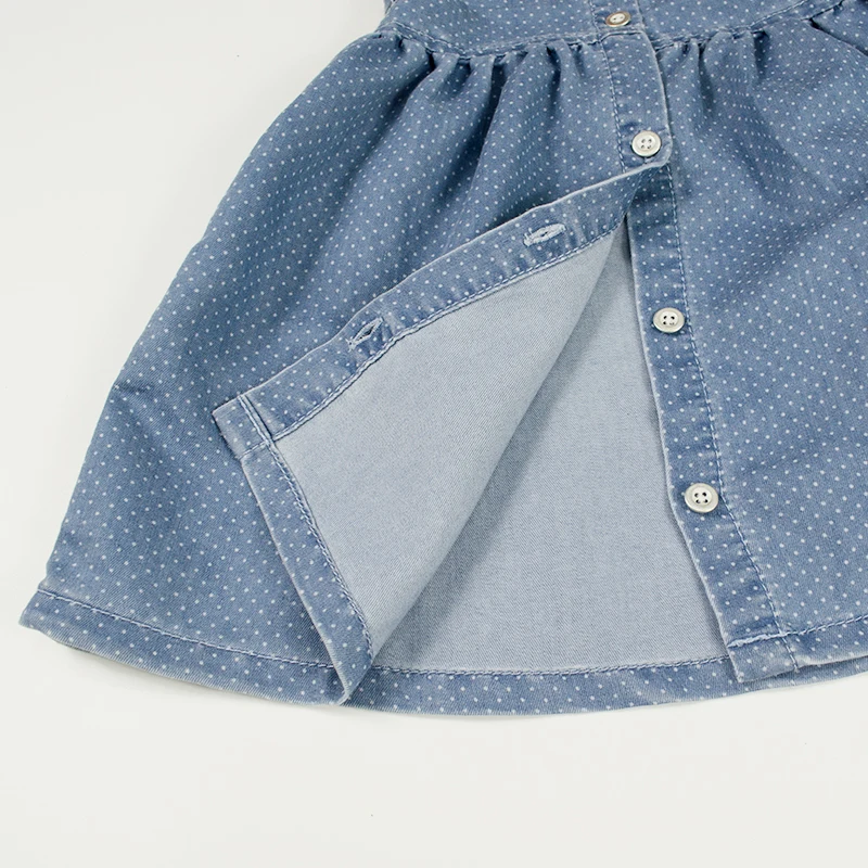 7 nfant Baby Girl Denim Tutu Dress Newborn Kid Robe Puff Sleeve Dot Dress Ruffled Jeans Sundress Toddler Vestido Children Clothes - 