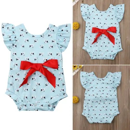 

Infant Kids Baby Girl Fly Sleeve Cartoon Priting O Neck Romper Casual Jumpsuit Playsuit Outfits Clothes