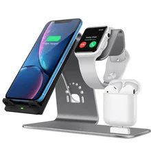 3 в 1 беспроводная зарядная станция держатель телефона Qi Быстрое беспроводное зарядное устройство база для iPhone 8 X samsung Galaxy S6 S7 S8 Apple i-Watch