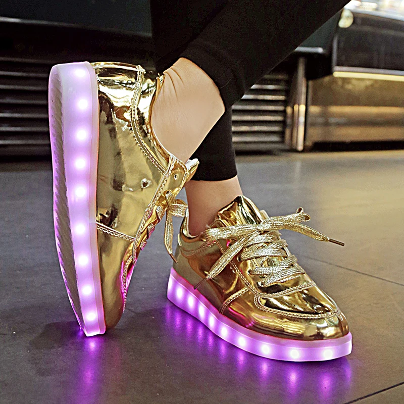 EUR 30-44 Children's Sneakers glowing Fashion USB Rechargeable Lighted up LED Shoes Kids Luminous Sneakers for Boys & Girls
