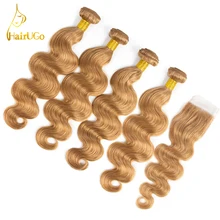 airUGo font b Hair b font Pre Colored Peruvian Body Wave Bundles Non Remy font b