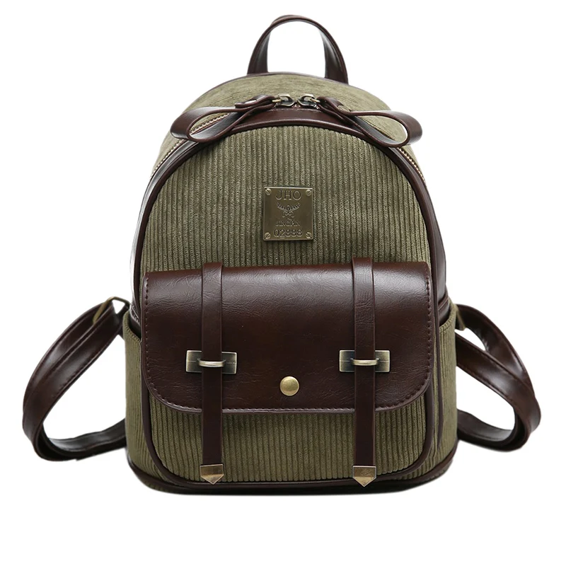 UNstyle New Retro Corduroy Bags Female Cute Mini Backpack Vintage Personalized Corduroy Panelled Backpacks Travel Bags