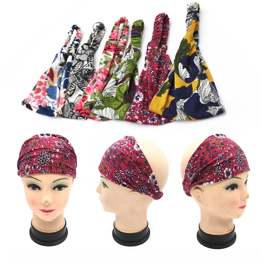 Haimeikang тюрбан оголовье цветочные принты lastic повязки для волос для женщин Головные уборы резинки повязки на голову для девушек аксессуары для волос