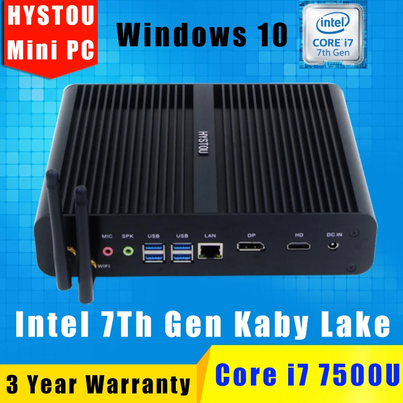  [7th Gen Intel Core i7 7500U] HYSTOU Kaby Lake Mini PC Windows 10 Max 3.5GHz Intel HD Graphics 620 Micro PC 4K HTPC Linux Kodi 