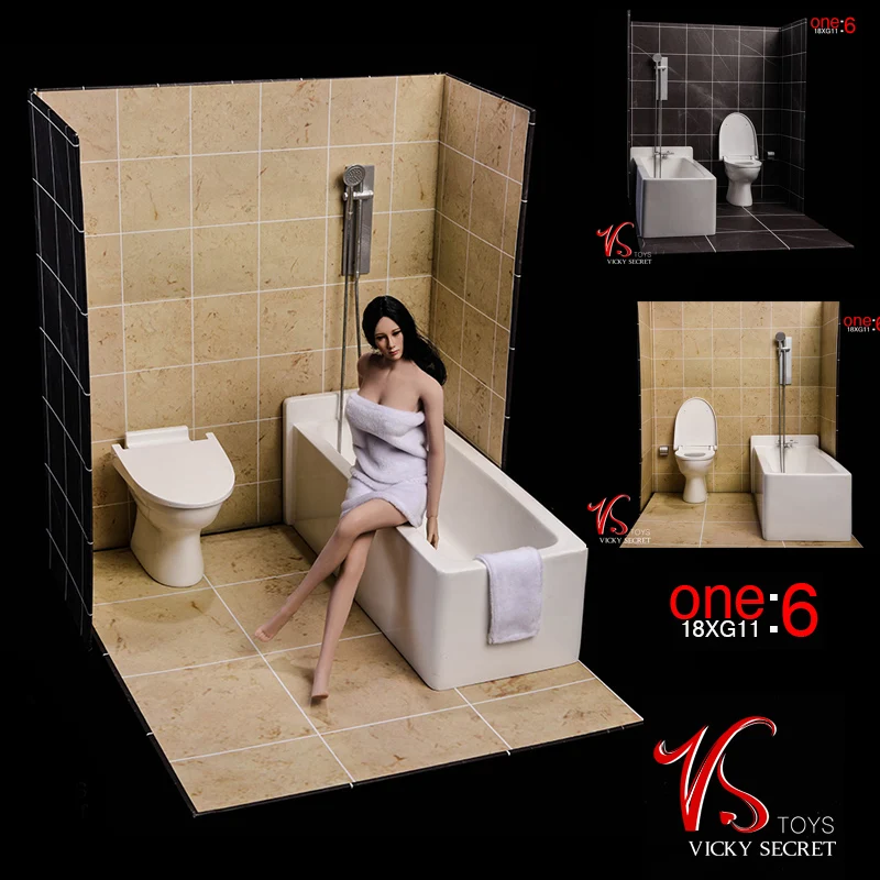 

1/6 Vstoys 18XG11 Bathroom Bathtub Toilet Set Figure Scene Accessories Female Figure Bathroom Scene Bathtub Toilet Bathrobe Set