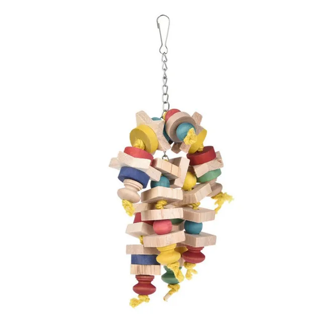 Arrival Wood Colorful Parrot Toys Chew Toy Pet Bird Toys Hanging Swing Cage Toys For Parrots Pet Bird Random Color 4