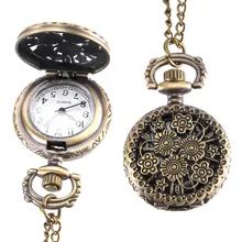 Винтажные карманные бронзовые часы Цвет кварцевые часы крутая цепь полые сливы часы LL@ 17@ 17