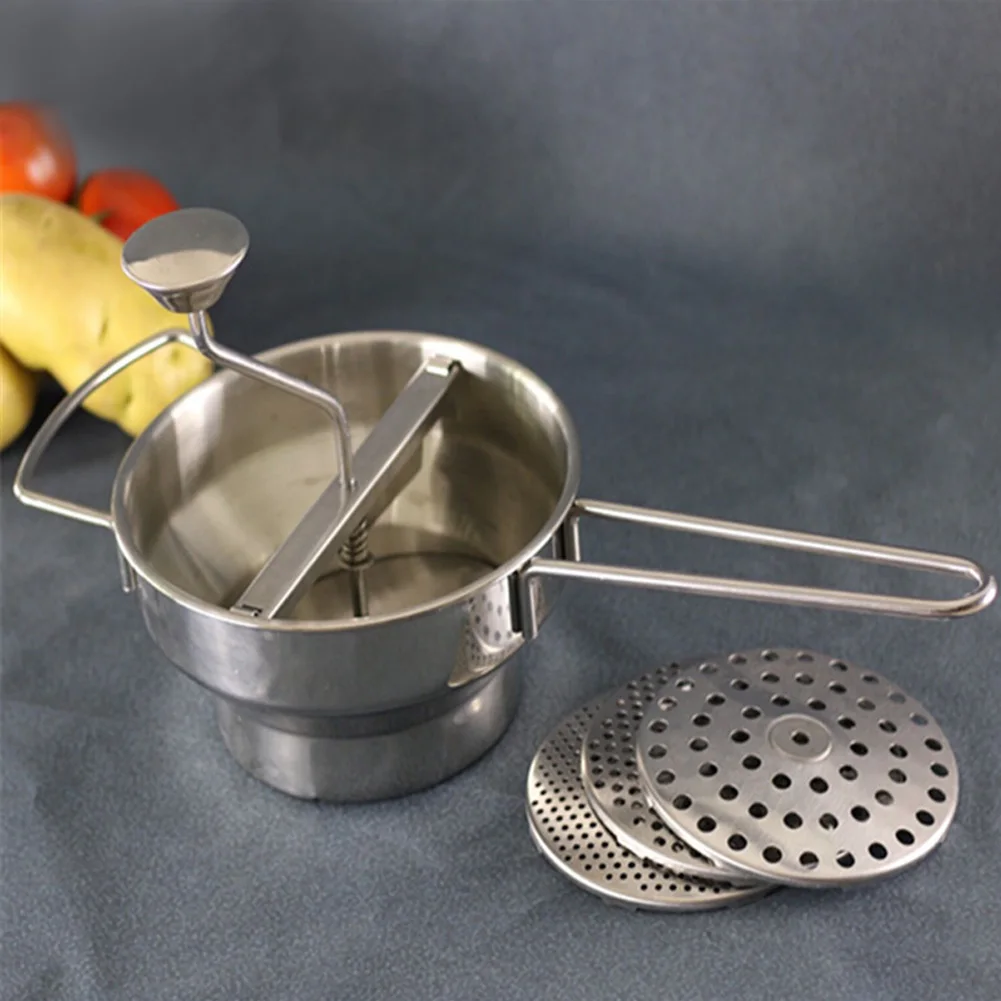 

3 Perforated Discs Jam Baby Cooking Professional Vegetable Food Blender Shredding Sieve Mud Grater Fruit Stainless Steel Mill