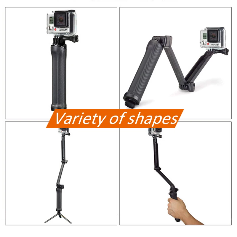 

For GoPro Monopod Collapsible 3 Way Monopod Mount Camera Grip Extension Arm Tripod Stand for Gopro Hero 7 6 5 4 3 3+ SJ4000
