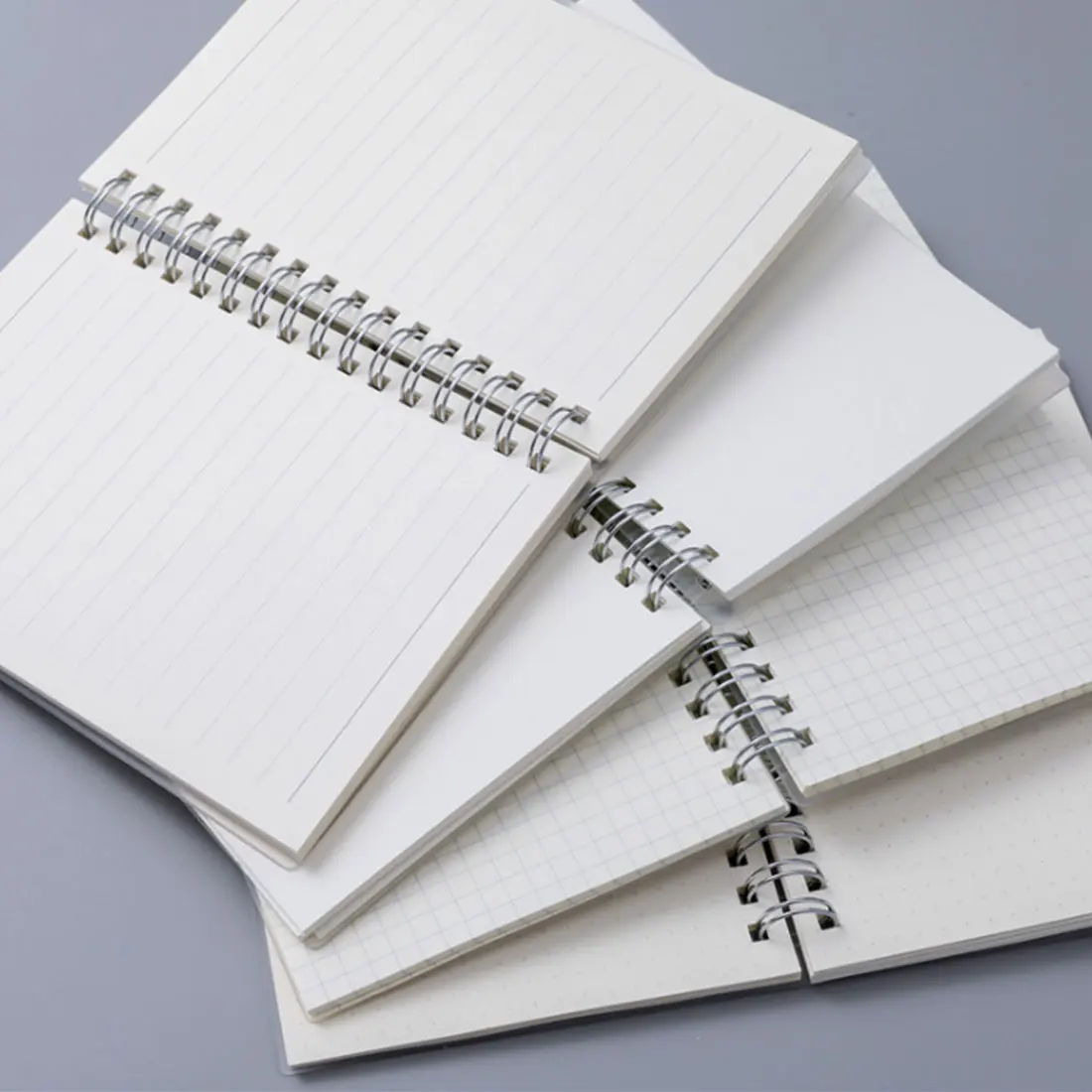 

Beautiful Style Transparent PP Cover Silver Double Coil Ring Spiral Notebook Diary Blank Dot Grid Line Inside Paper A5 A6 B5