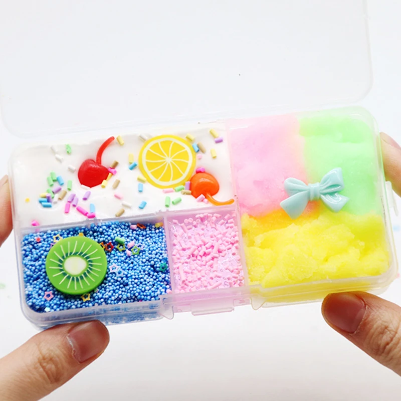 

120ML DIY Fluffy Slime Kit Toy Crystal Snow Mud Glue For Slime Fruit Clay Antistress Slime Charm Putty Kids Lizun Sludge Gift