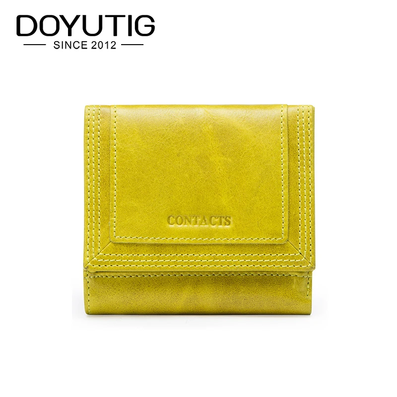 

DOYUTIG Genuine Leather Women Short Wallet Female Coin Purse Small Walet Colorful Money Bag & Purse Lady Mini Card Holder A237