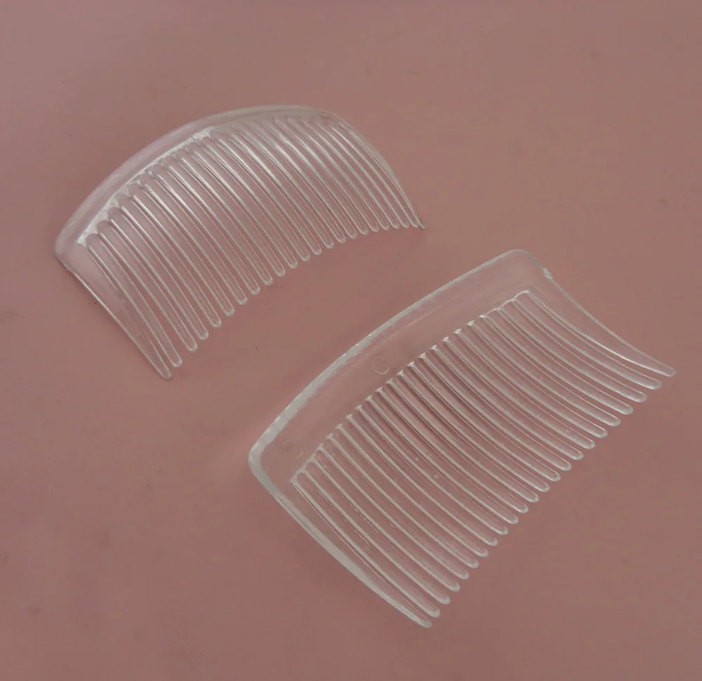20PCS 5.0cm*8.5cm 23teeth Clear plain plastic hair combs for diy hair