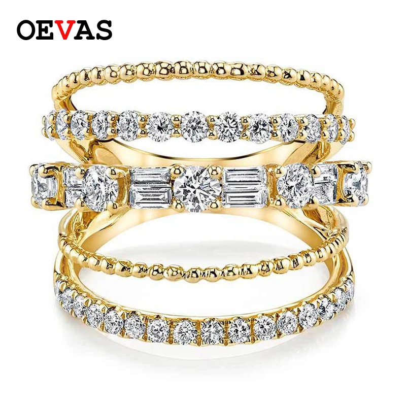 

Luxury brand AAA CZ Multi-layer wedding rings for women High quality Zircon Crystal Gold Silver color Party jewelry Gifts bijoux