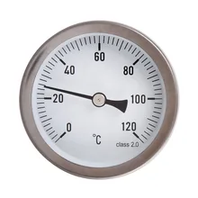 63mm 0-120 Degree Horizontal Dial Thermometer Aluminum Temperature Gauge Weather Sation Tester