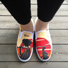 Wen Design Hand Painted Shoes Custom Anime Samurai Shamploo Slip on Canvas Sneakers for Men Women’s Special Gifts