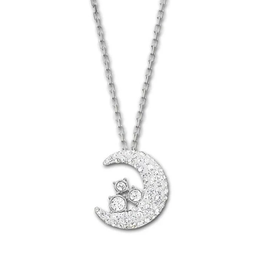 

2018 new bright moon glitter zircon pendant necklace fashion simple elegant ladies clavicle chain recommended birthday