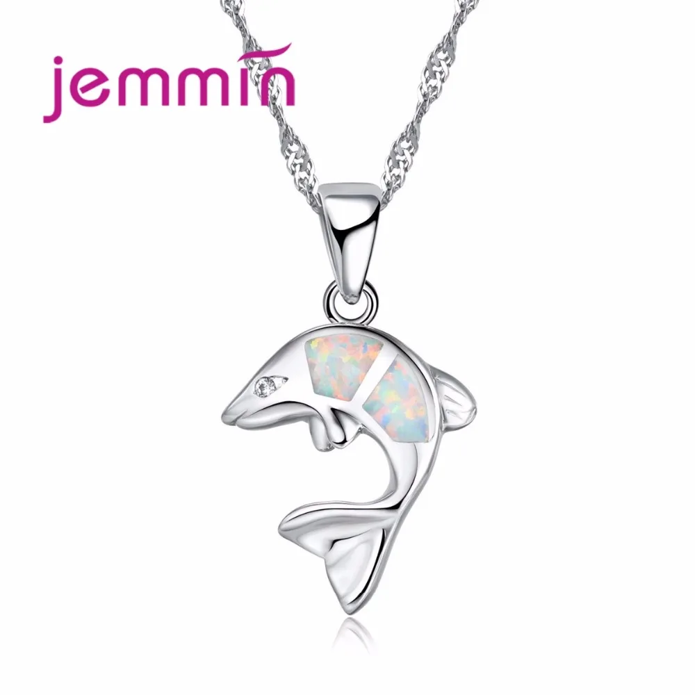 

Jemmin New Fine Women Jewelry 925 Sterling Silver Geometric Rhinestone Necklaces For Wedding Accessory White Fire Opal Necklace