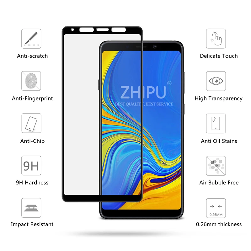 6D закаленное стекло для Samsung Galaxy A9 A8 A7 A6 2018 полное покрытие изогнутая Защитная