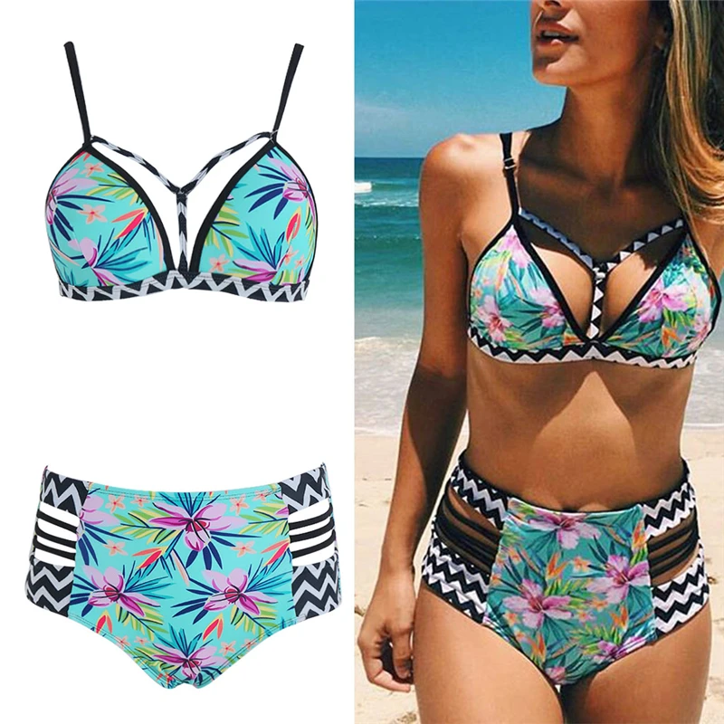 

New Biki nis High Waist SwimsuitWomen Push Up Swi mwear Women Sexy Print Brazilian BikiniSet BathingSuits
