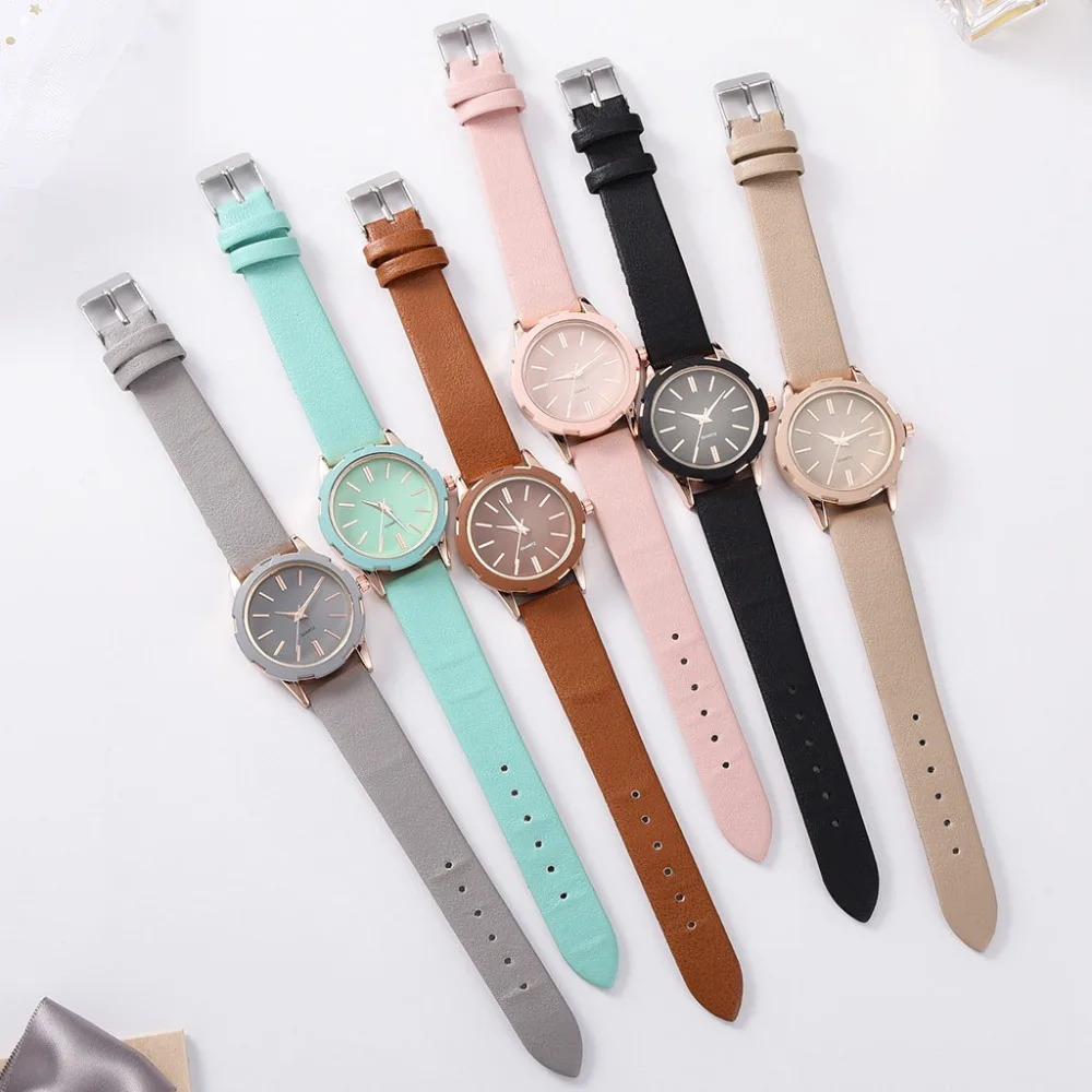 Корейская Новая мода простые женские часы многоцветный кожаный ремень женские часы кварцевые наручные часы Orologi Donna Relojes Para Mujer* A