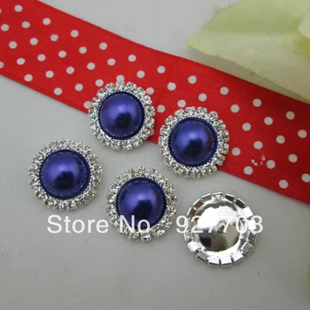 

(CM521 17mm)50pcs Round Clear Rhinestone Crystal Dark Purple Pearl Silver Tone Shank Button Sewing Craft